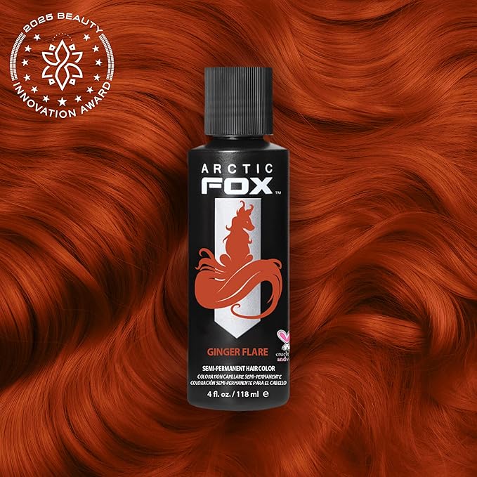 Arctic Fox Semi-Permanent Hair Dye, Vegan & Cruelty-Free, Ammonia-Free, Conditioning, Long-Lasting, Orange Hair Color for Unisex, Ginger Flare, 4 Fl Oz