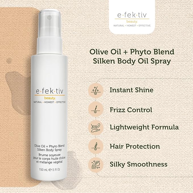 Olive Oil Plus Phyto Blend Silken Body Spray - Everyday Skin Oil - Body Oil After Shower - Deep Moisturizing - Sulfate-free - Vegan - Unisex - 5 oz