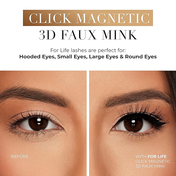 Lilly Lashes Click Magnetic Eyelashes - For Life Magnetic Faux Mink Lashes for a Natural Look - False, Wispy Magnet Eyelashes - Vegan Makeup Lash Extension - Magnetic Eyelashes Without Eyeliner