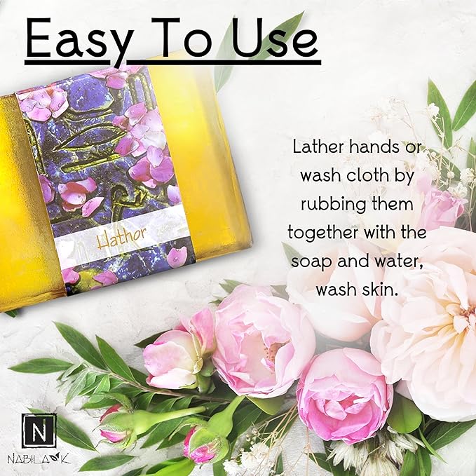 Glycerin Bar Soap Hathor Scent - Natural, Vegan-Friendly, Hypoallergenic - Moisturizing and Hydrating with 100% Vegetable Glycerin - Sulfate-Free, Paraben-Free, Chemical-Free - 4.5 oz