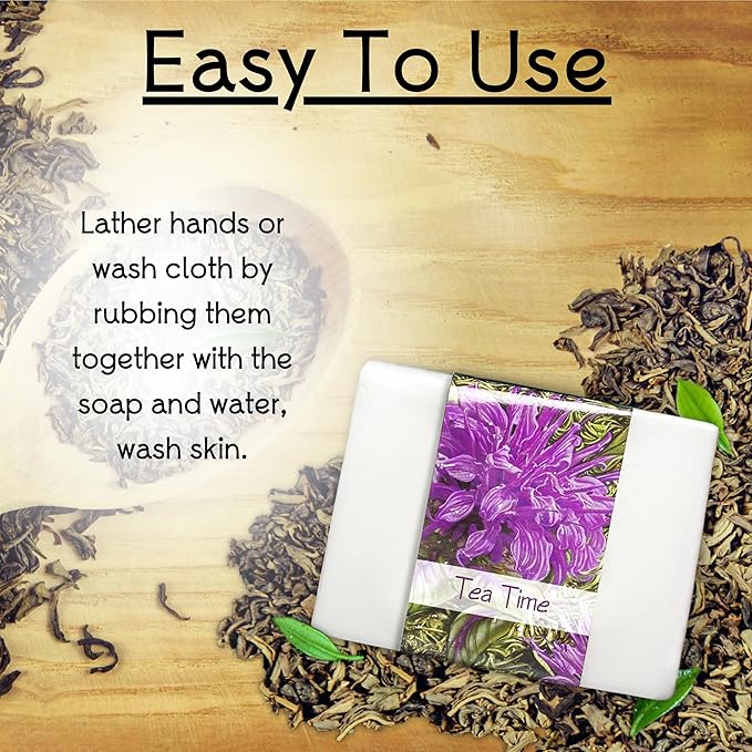 Glycerin Bar Soap Tea Time Scent - Natural, Vegan-Friendly, Hypoallergenic - Moisturizing and Hydrating with 100% Vegetable Glycerin - Sulfate-Free, Paraben-Free, Chemical-Free - 4.5 oz