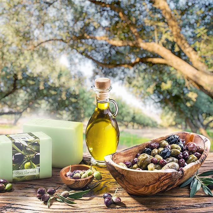 Glycerin Bar Soap Olive Harvest Scent - Natural, Vegan-Friendly, Hypoallergenic - Moisturizing and Hydrating with 100% Vegetable Glycerin - Sulfate-Free, Paraben-Free, Chemical-Free - 4.5 oz