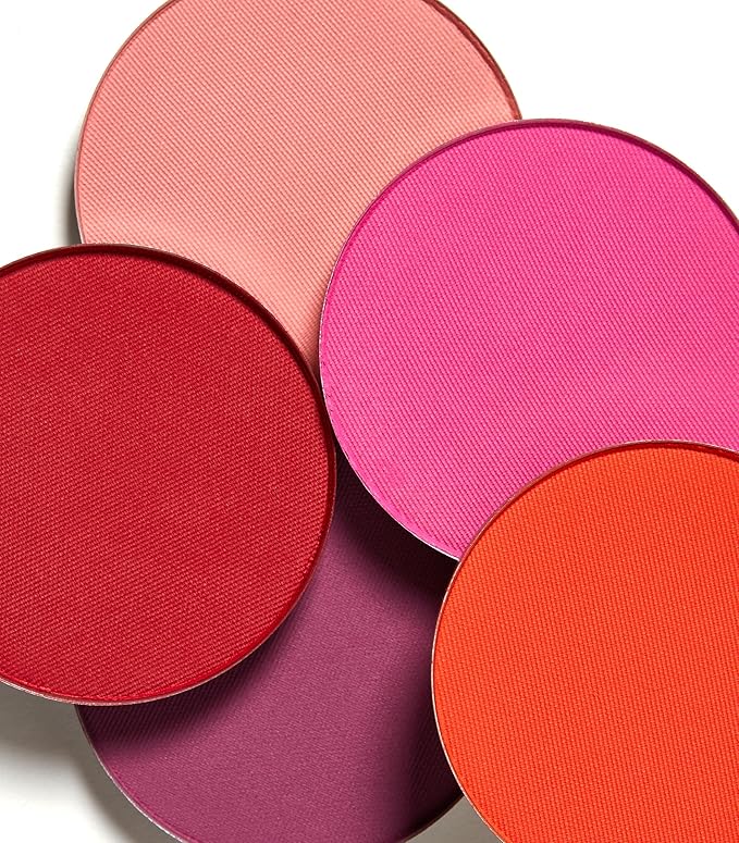 MAKE Beauty Skin Mimetic Microsuede Blush - Matte Powder Blush for Cheeks with Long Lasting Color - Non Comedogenic, Travel Size Makeup Single Palette. Shade - Amber Glow (Coral Nude)