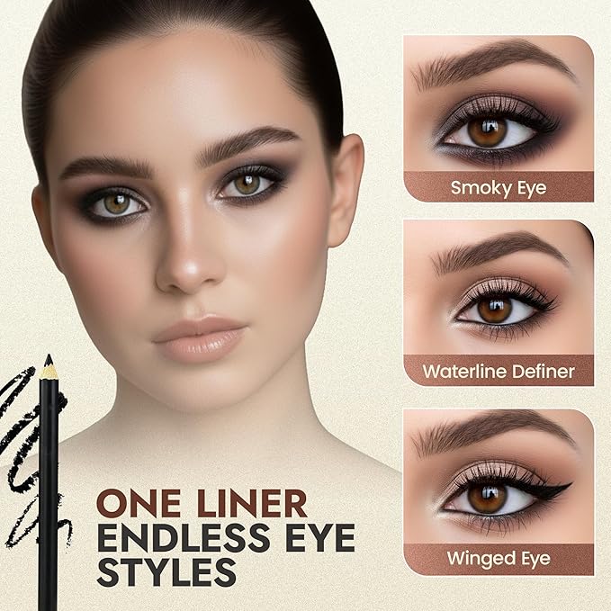 Natural Eyeliner Pencil, Black & Brown (Pack of 2) - Hypoallergenic, Water & Smudge Proof Eyeliner for sharp Lines & Defined Eyes - Lasting & Cruelty-Free with Jojoba, Castor Oil for Sensitive Eyes