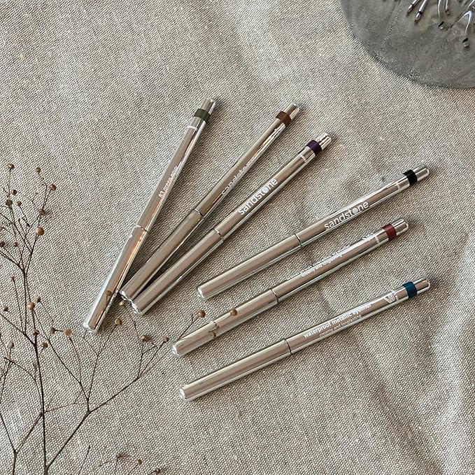 Sandstone Scandinavia Hypoallergenic Waterproof Metallic Eyeliner Pencil – Red – Fragrance-Free, Vegan – Smudge-Proof Eye Liner for Sensitive Eyes