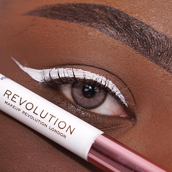 Makeup Revolution, Super Flick Liquid Eyeliner, Highly Pigmented, White, 0.08 fl. Oz