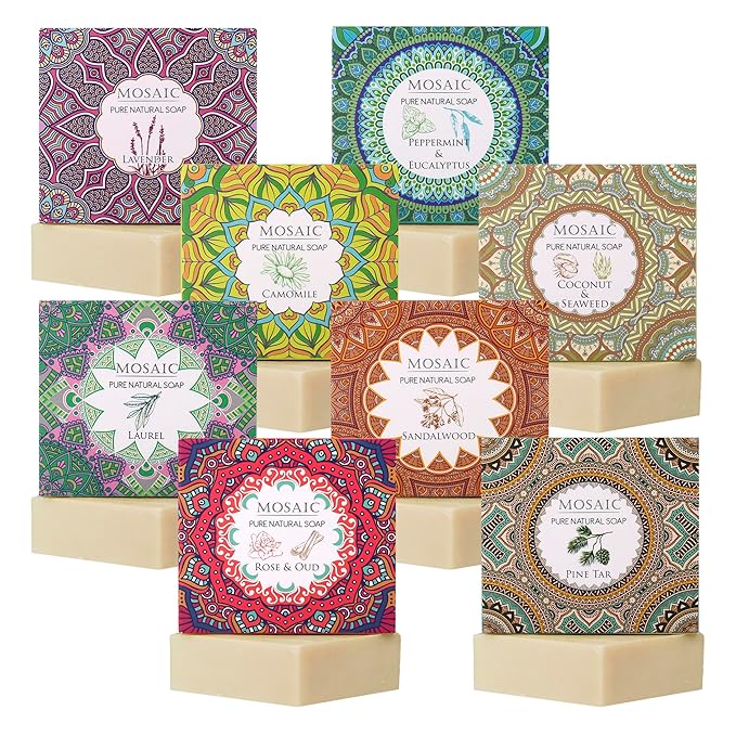 100% Natural Bar Soap w/Organic Ingredients, Vegan Soap, Moisturizing, Handmade, Scented w/Premium Essential Oils, Body Soap Bars for Women & Men