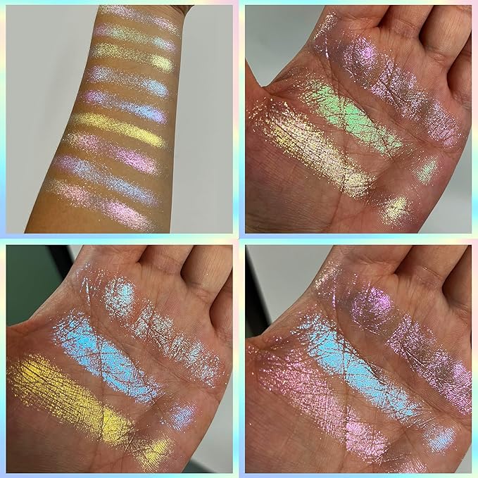 Professional super multi-chrome 9 color eyeshadow palette,long-lasting and handmade chameleon eyeshadow,100% Vegan and Cruelty Free with special colors,Super Smooth and Highly Pigmented (#02)