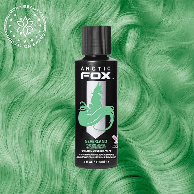 Arctic Fox Semi-Permanent Hair Dye, Pastel Mint Green, Vegan & Cruelty-Free, Ammonia-Free, Conditioning Formula, Long Lasting, For Platinum Blonde Hair, Unisex, 4 Fl Oz – Neverland