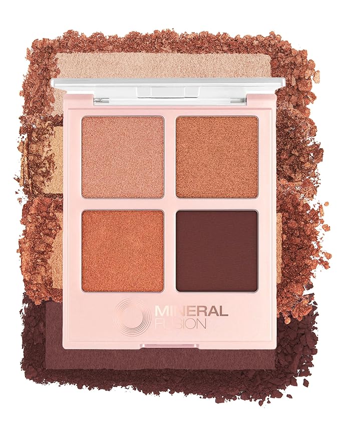 Mineral Fusion Eyeshadow Palette - Four Pressed Powder Shades in Matte, Satin, and Shimmer Finishes - Natural, Lightweight Vegan Eye Makeup - (Speakeasy)