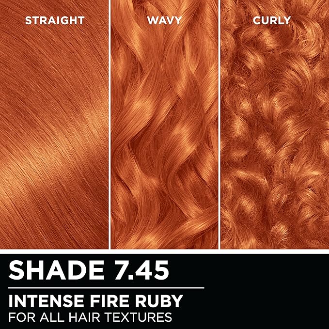 Garnier Hair Color Olia Ammonia-Free Brilliant Color Oil-Rich Permanent Hair Dye, 7.45 Dark Fire Ruby, 2 Count (Packaging May Vary)