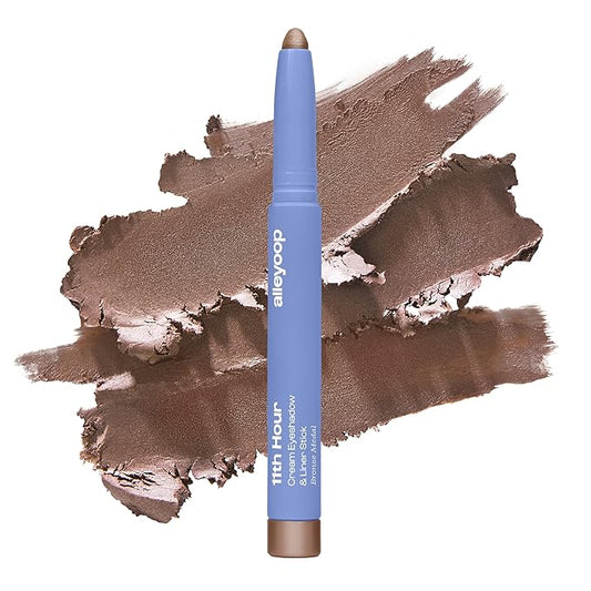 ALLEYOOP 11th Hour Waterproof Cream Eyeshadow Stick – Long-Lasting Eye Shadow Pencil & Eyeliner, Cream to Powder Stick & Highlighter – Smudge-Proof Eyeshadow Shimmer, Brown Shimmer