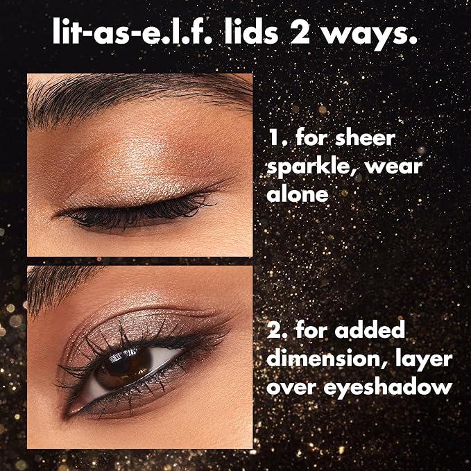 e.l.f. Fine As Fleck Glitter Eyeshadow, Long-Lasting Sheer Eye Makeup With A Shimmer Finish, Soft, Smooth Formula, Vegan & Cruelty-Free, Tan-talize