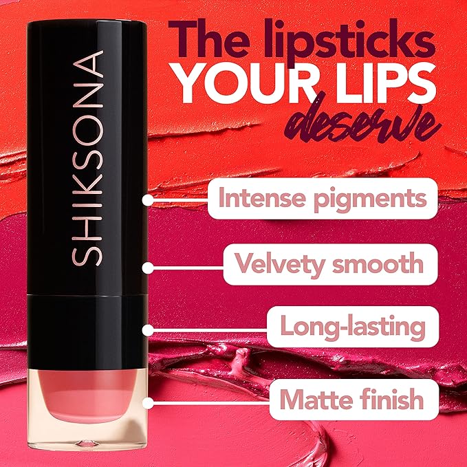 ShikSona Barrier Breaking Beauty | Vegan, Creamy, Full Coverage Matte Lipstick in a Timeless, Rich Blue Red Shade