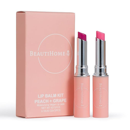 Tinted Lip Balm set of 2- Slightly Pigmented Vegan Lip Tint Balm for Women, Moisturizing & Nourishing Formula with Vitamin E