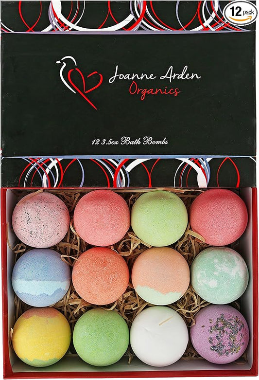 Bath Bombs for Women Gift Set. 12 Fizzy Handmade Shea Butter Essential Oil Bath Bombs for Mom & Wife. Gift for Women & Men.