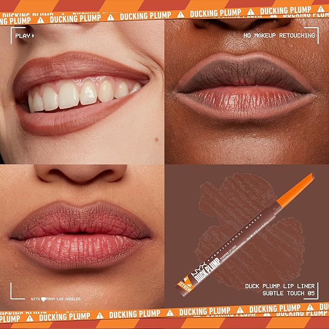 NYX PROFESSIONAL MAKEUP Duck Plump Plumping Lip Liner, Matte Pencil With Up To 10HR Wear, Subtle Touch (Deep Nude Lip Liner)