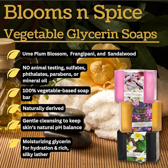 Glycerin Bar Soap Set of 3#2 - Natural, Vegan-Friendly, Hypoallergenic - Moisturizing and Hydrating with 100% Vegetable Glycerin - Sulfate-Free, Paraben-Free, Chemical-Free - 4.5 oz Each