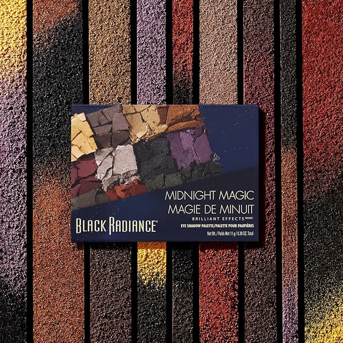 Black Radiance Brilliant Effects Eye Shadow Palette, 12 Intense Ultra Pigmented Powder, Buildable & Blendable Versatile Matte to Shimmer Finishes, Cruelty-Free & Vegan - Midnight Magic