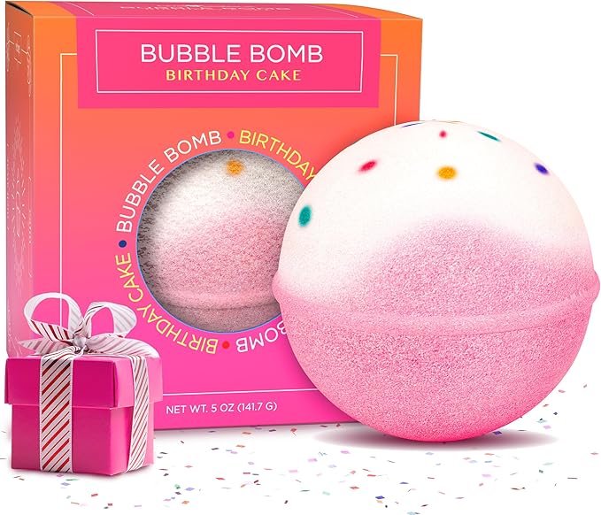 Birthday Cake Bath Bombs for Women, Girls & Kids - Relaxing Pink Bubble Bath Bomb for Mothers Day Gifts - Incredible Scent, Made in USA, Won't Stain Tub - Gift Set & Personal Must Have by Two Sisters