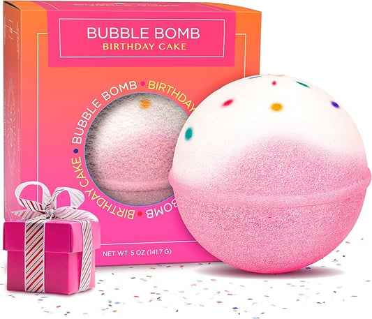 Birthday Cake Bath Bombs for Women, Girls & Kids - Relaxing Pink Bubble Bath Bomb for Mothers Day Gifts - Incredible Scent, Made in USA, Won't Stain Tub - Gift Set & Personal Must Have by Two Sisters