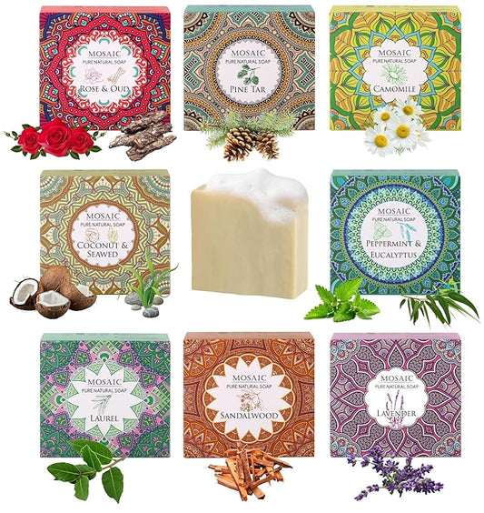 100% Natural Bar Soap w/Organic Ingredients, Vegan Soap, Moisturizing, Handmade, Scented w/Premium Essential Oils, Body Soap Bars for Women & Men