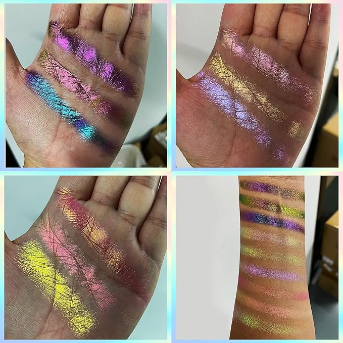 Professional super multi-chrome 9 color eyeshadow palette,long-lasting and handmade chameleon eyeshadow,100% Vegan and Cruelty Free with special colors,Super Smooth and Highly Pigmented (#04)