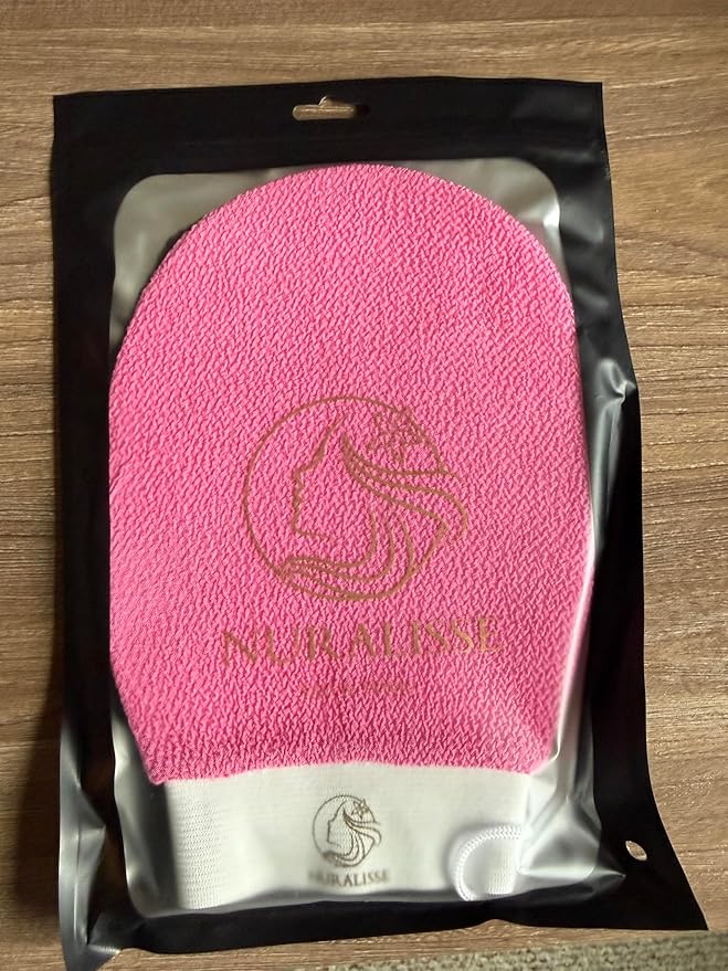 Skincare Premium Exfoliating Mitt – Vegan Viscose exfoliating Kessa Glove for Self-Tan Removal, Keratosis Pilaris & Smooth, Radiant Skin (Pink, 1 Mitt)