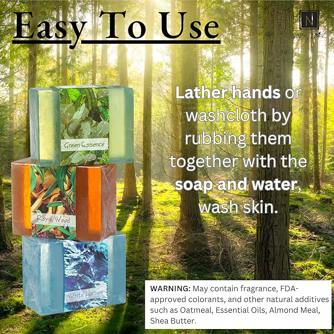 Glycerin Bar Soap Set of 3#4 - Natural, Vegan-Friendly, Hypoallergenic - Moisturizing and Hydrating with 100% Vegetable Glycerin - Sulfate-Free, Paraben-Free, Chemical-Free - 4.5 oz Each