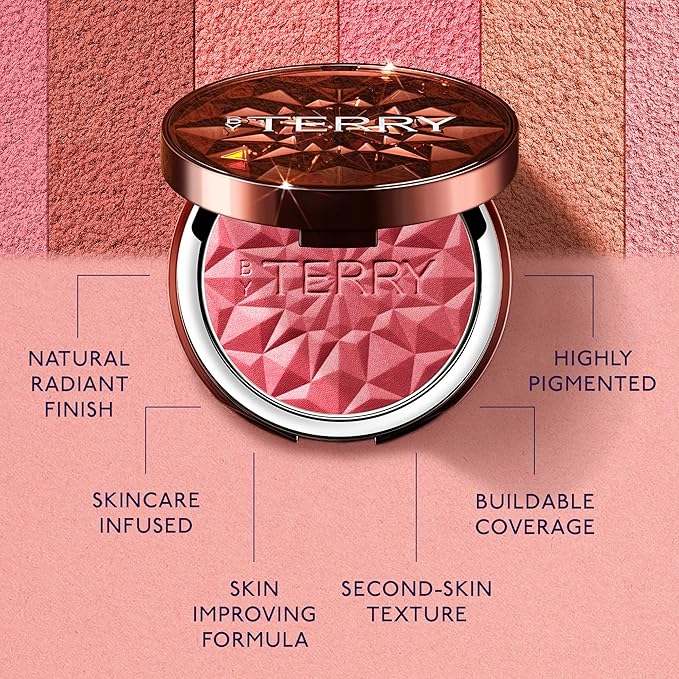 By Terry Tea To Tan Blush Powder - Organic Black Tea and Shea Butter Infused Blush for Cheeks - Vegan Skincare Face Makeup - N3 Pink Passion - 0.24 oz