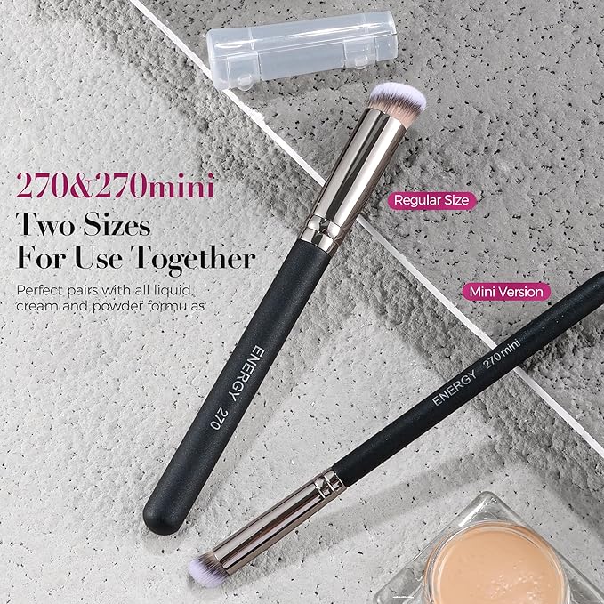 ENERGY Concealer Makeup Brush Set Professional Under Eye Make Up Brushes Perfect For Liquid Cream Powder Founation Blending Soft Vegan Angled Travel Cosmetics Applicator 2pcs