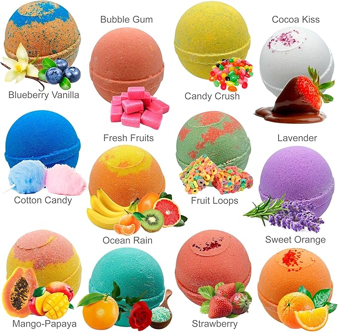 12 Bath Bombs for Kids with Surprise Toys Inside - Handmade in The USA from Natural Safe Ingredients for Sensitive Skin - 12 Different Scents with 12 Toys Inside- Gift for Girls and Boys