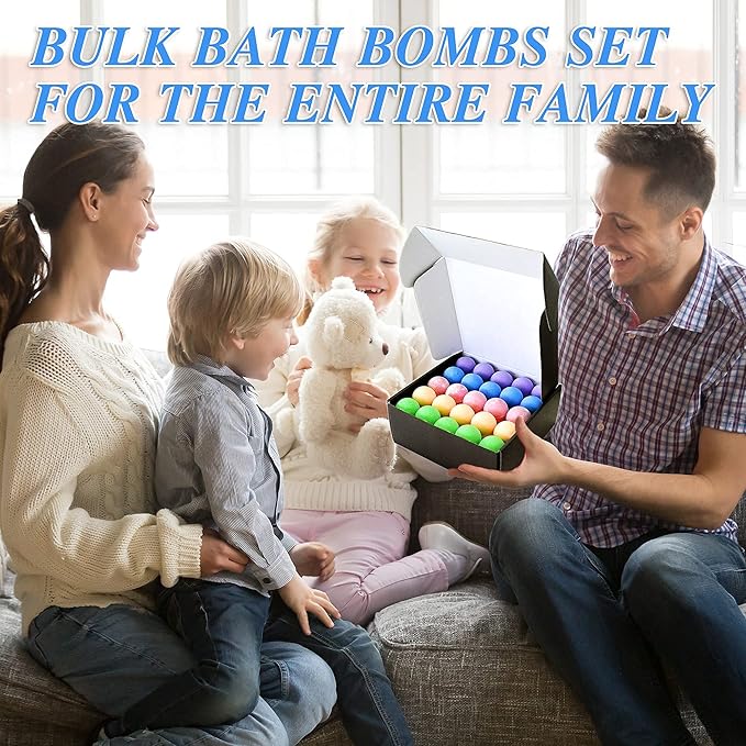 Relaxing Bath Bombs for Men & Women! 50 Wholesale Bath Bombs Individually Wrapped. Bulk Aromatherapy Essential Oil Bath Bombs for Adults Teens Kids! Bath Fizzies #1 Best Pampering Gifts for Women!