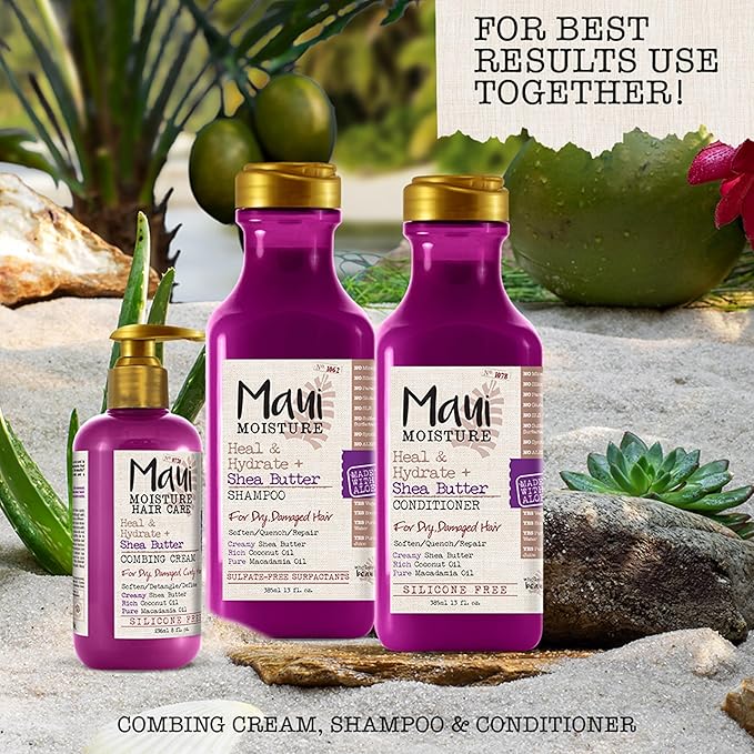 Maui Moisture Frizz-Free + Shea Butter Leave-in Conditioning Mist,Curly Hair Styling Spray to Soften,Detangle,& Define Dry,Damaged Curls & Waves,No Parabens or Silicone,8 fl. oz,(Pack of 2)