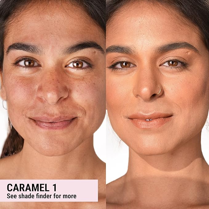 The Good Mineral Loves-You-Back 3in1 Mineral Powder Foundation (CARAMEL 1) | Designed for acne-prone, sensitive skin reducing the appearance of acne and scars without layers | Vegan + Cruelty Free