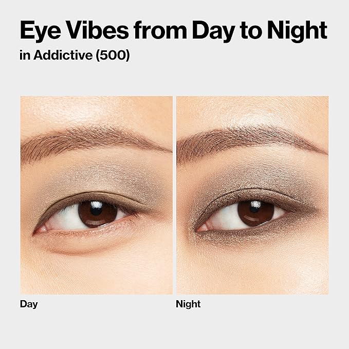 Revlon ColorStay Day to Night Eyeshadow Quad, Longwear Shadow Palette with Transitional Shades and Buttery Soft Feel, Crease & Smudge Proof, 500 Addictive, 0.16 oz