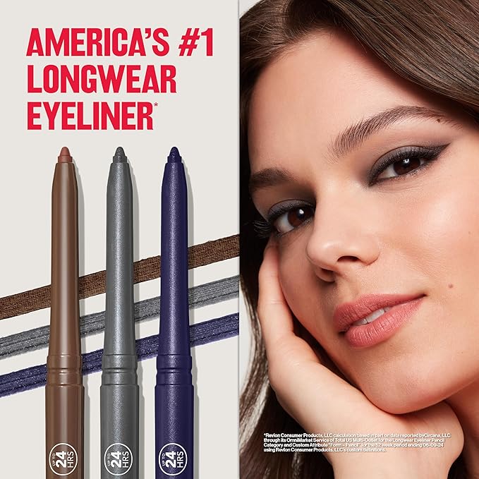 REVLON ColorStay Pencil Waterproof Eyeliner,Smudge-Proof,Eye Makeup with Built-In Sharpener,203 Brown,0.01 oz,(Pack of 2)