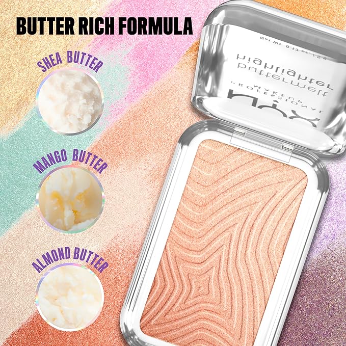 NYX PROFESSIONAL MAKEUP Buttermelt Highlighter, Powder Highlighter Makeup, With Up to 12H Wear and High Impact Glow - 10 Glaze It Butta (Light Bronze)