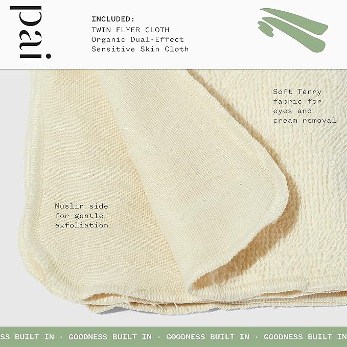 Pai Skincare - The Twin Flyer Organic Dual-Effect Face Cloth | Natural, Vegan, Sensitive Skincare (3 Pack)