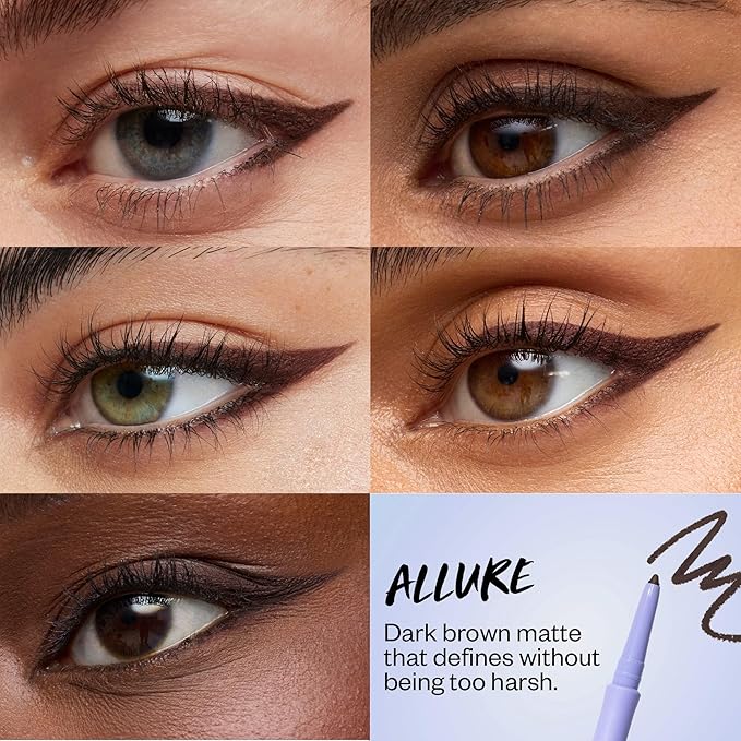 Kosas Soulgazer Gel Eyeliner (Allure) - Waterproof, Smudge-Proof Pen with Hyaluronic Acid - Retractable Eyeliner Pencil with Sharpener & Smudger, Long-Lasting - Dark Brown Matte
