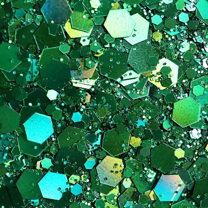 Green Face & Body Glitter - Chunky Glitter - Uses Include: Holidays, Cheerleading, Festival, Rave, Hair, Makeup, Face, Body, Nails, Resin, Arts & Crafts, Resin, Tumblers, Bath Bombs