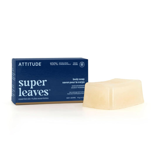 Body Soap Bar, Natural Origin,Protects and Softens Dry Skin, Coconut & Olive Oils, for Men and Women, EWG Verified & Vegan, Sage & Rosemary, 4 Oz