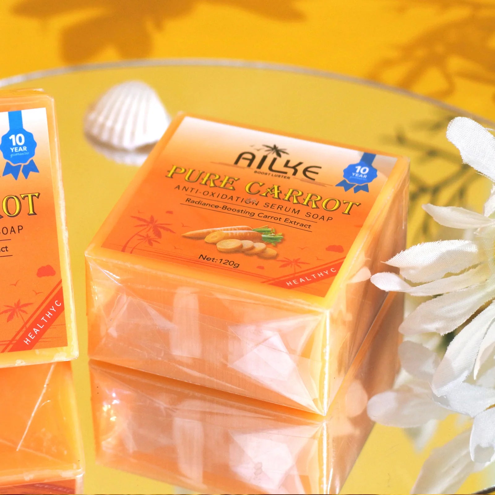 Organic Brightening Soap, with Carrot, Vitamin C&E, Cleaning, Moisturizing, Smooth and Soft Skin, for Face and Body Use