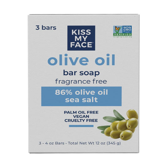 Olive Oil Fragrance Free Bar Soap, Moisturizing Bar Soap, Cruelty Free Vegan Soap, Palm Oil Free, 4 Oz - 3 Count (Pack of 1)