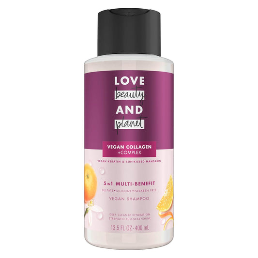 5-In-1 Multi-Benefit Shampoo Vegan Keratin Collagen & Sun-Kissed Mandarin for a Deep Cleanse, Hydration, Strength, Fullness & Shine, 13.5 Oz