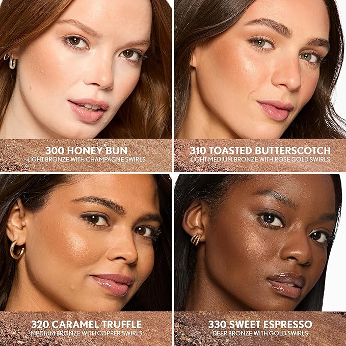 COVERGIRL TruBlend Skin Enhancer Baked Luminous Bronzer, with Hyaluronic Acid & White Rose Extract, Blends Seamlessly - 330 Sweet Espresso (Deep Bronze with Gold Swirls)