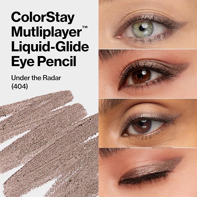REVLON ColorStay Multiplayer Liquid-Glide Eye Pencil, Multi-Use Makeup With Blending Brush, Blends Then Sets, Creamy Texture, Waterproof, Smudge-proof, Longwearing, 404 Under the Radar, 0.03 Oz