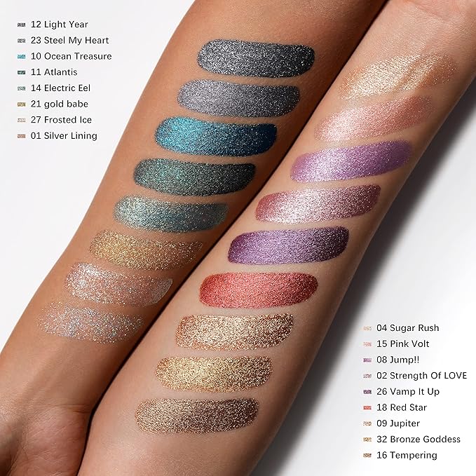 Oulac Blue Liquid Glitter Eyeshadow Liquid Shimmer Eyeshadow Liquid Eyeliner Non-sticky One-Swipe Coverage with Quick-Drying Crease-resistant Formula.Vegan & Cruelty-Free.(10)
