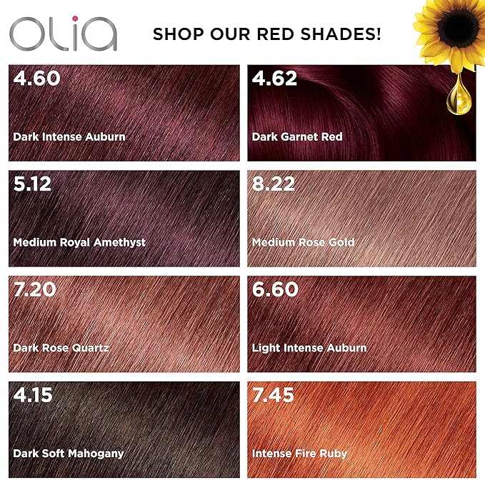 Garnier Hair Color Olia Ammonia-Free Brilliant Color Oil-Rich Permanent Hair Dye, 4.15 Dark Soft Mahogany, 1 Count (Packaging May Vary)