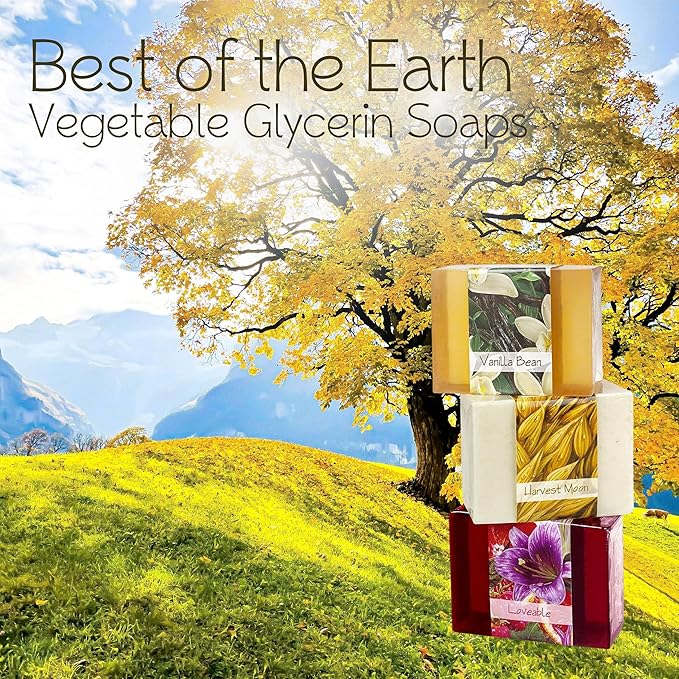 Glycerin Bar Soap Set of 3#1 - Natural, Vegan-Friendly, Hypoallergenic - Moisturizing and Hydrating with 100% Vegetable Glycerin - Sulfate-Free, Paraben-Free, Chemical-Free - 4.5 oz Each